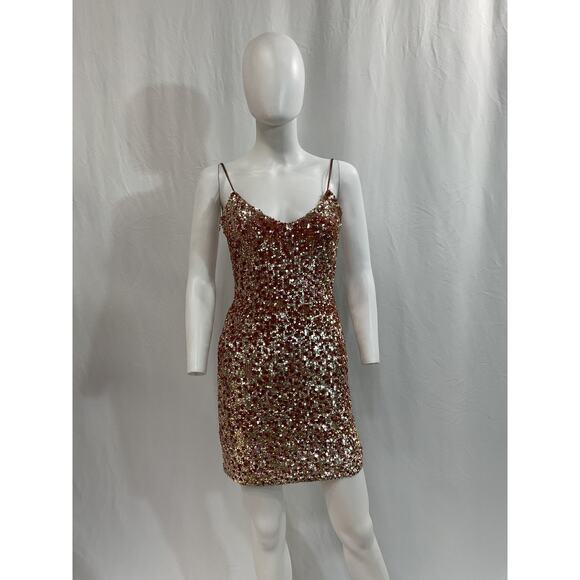 H:Ours 'Vega' Pink Sequin Embellished Back Cut Out Dress Size S - Picture 2 of 5